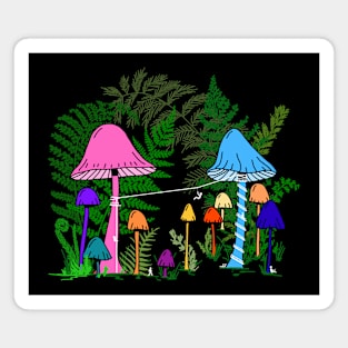 Ziplining Colorful Mushrooms Magnet